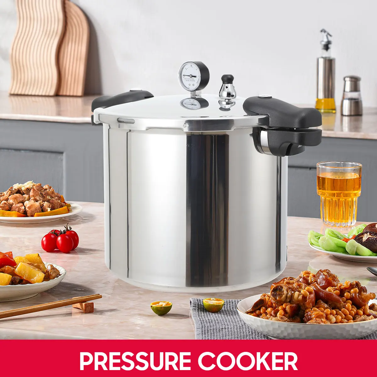22L 90Kpa Aluminum Alloy Explosion-Proof Pressure Cooker Modern Pressure Pot with Lid 32cm Kitchen Cooking Appliance