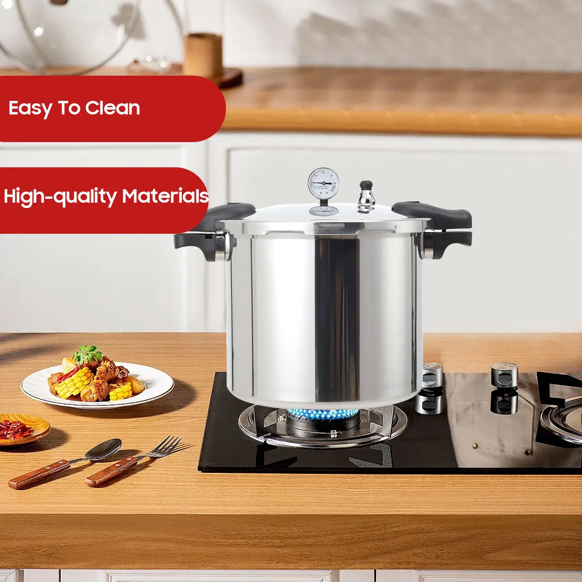 22L 90Kpa Aluminum Alloy Explosion-Proof Pressure Cooker Modern Pressure Pot with Lid 32cm Kitchen Cooking Appliance