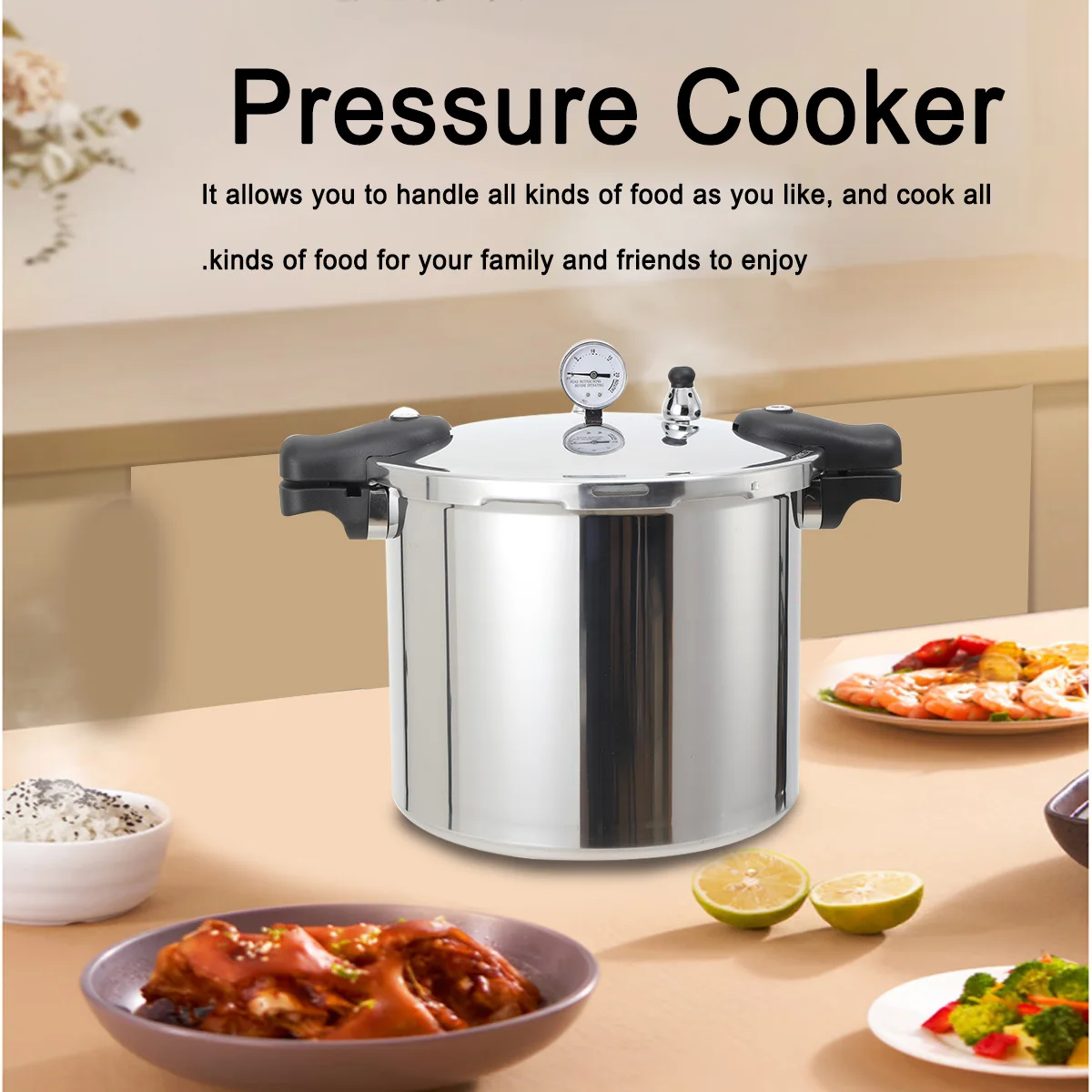 22L 90Kpa Aluminum Alloy Explosion-Proof Pressure Cooker Modern Pressure Pot with Lid 32cm Kitchen Cooking Appliance