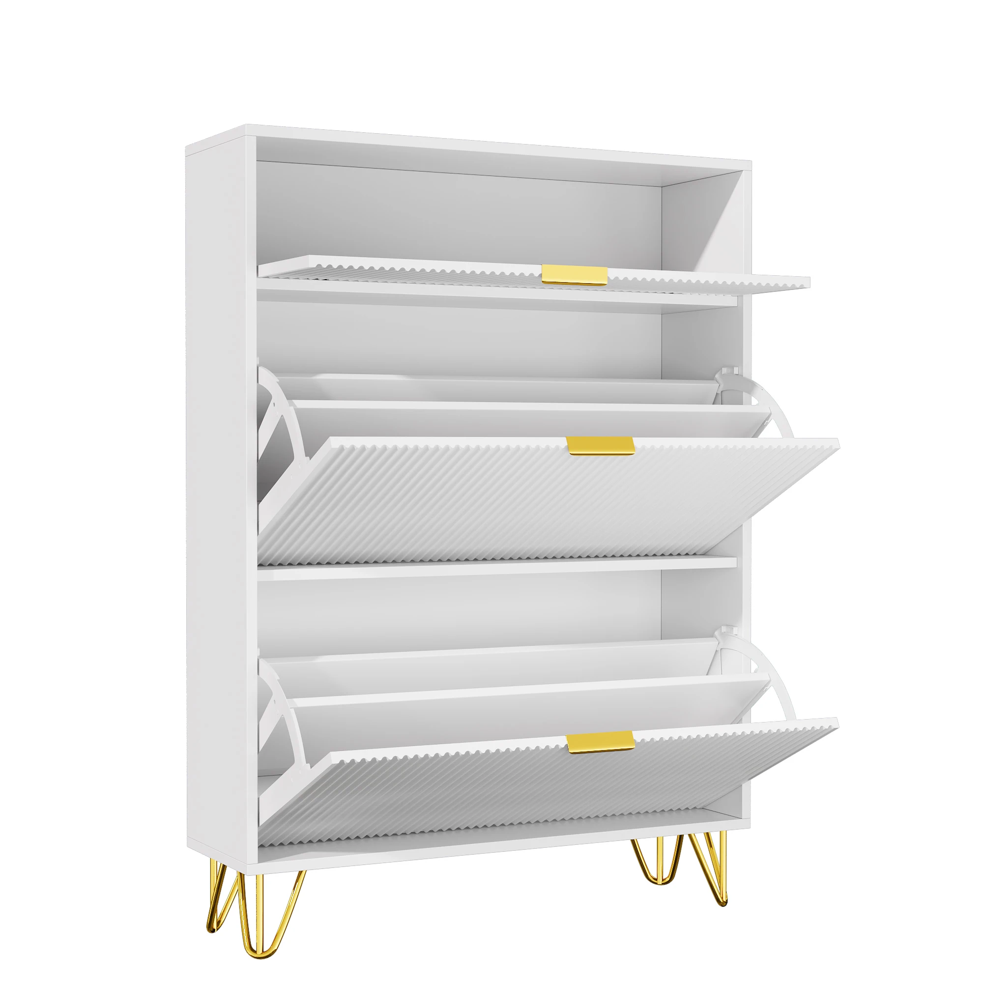 Rosahqnda Dust-proof shoe rack metal feet flip-top cabinetfor escape, hallway, living room, 80/110x24x120 cm