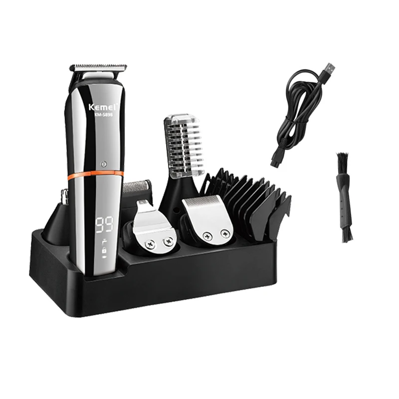 Kemei 5898 Digital Display 5 in 1 Hair Trimmer for Men Eyebrow Beard Trimmer Electric Hair Clipper Grooming Kit Haircut