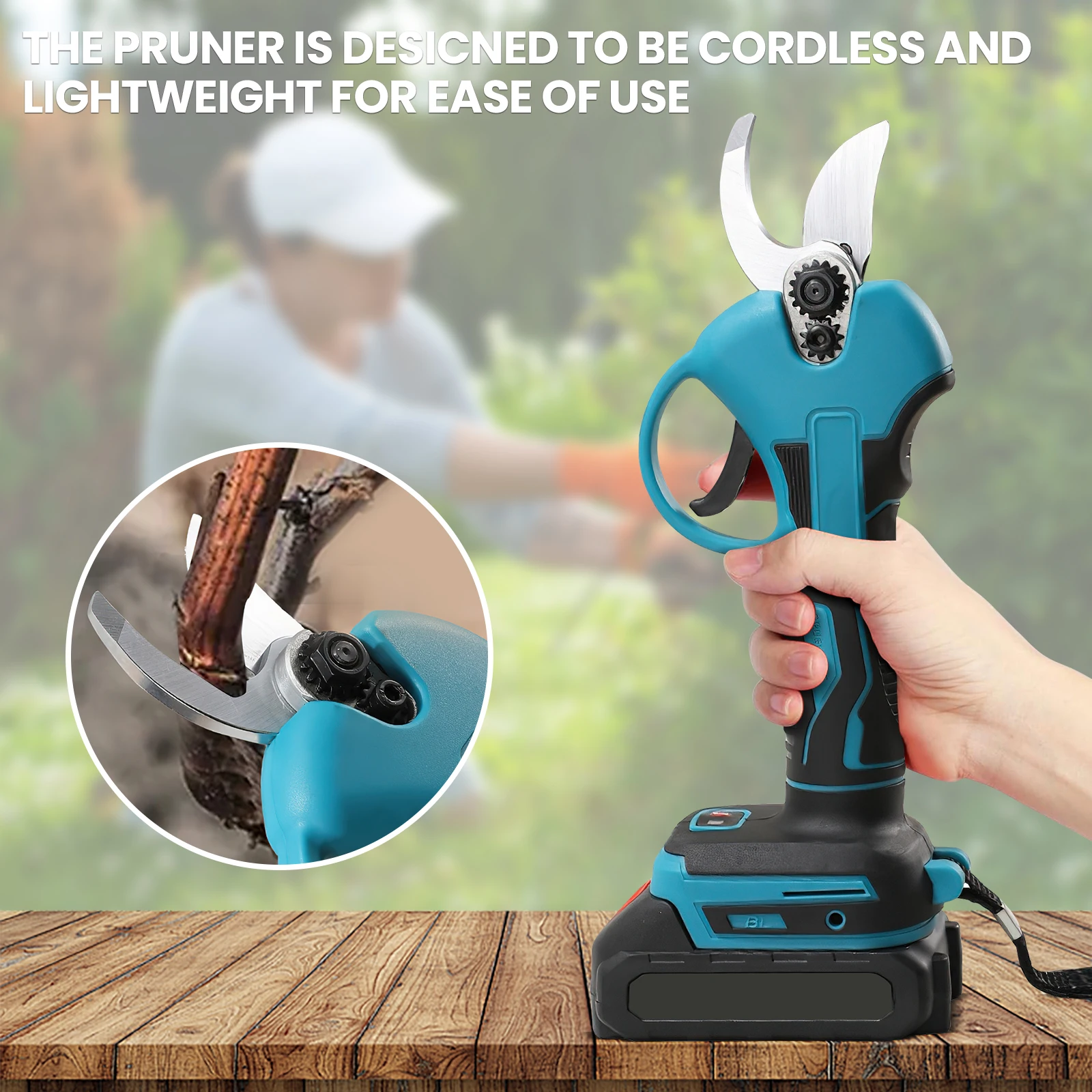 30MM Electric Brushless Pruning Shears Cordless Electric Pruning Battery Powered Tree Branch Pruner Electric Garden Scissors
