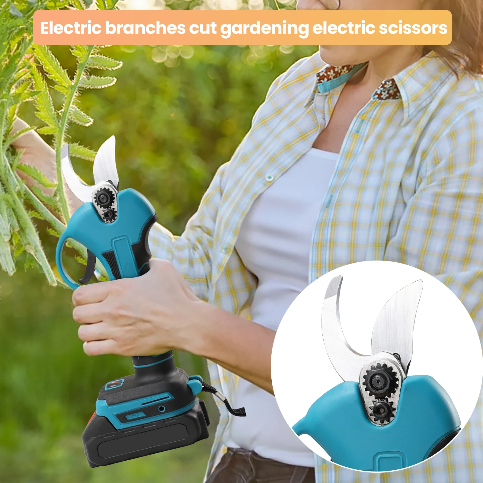 30MM Electric Brushless Pruning Shears Cordless Electric Pruning Battery Powered Tree Branch Pruner Electric Garden Scissors