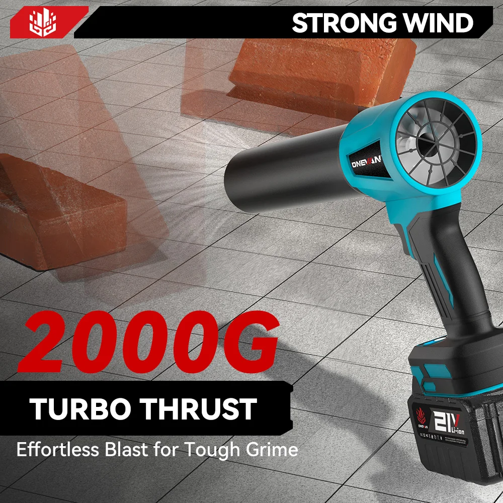 ONEVAN 4000W Brushless 300000RPM Electric Turbo Blower Jet Fan Lightweight Leaf Blower Lawn Yard Cleanup For Makita Battery Pin