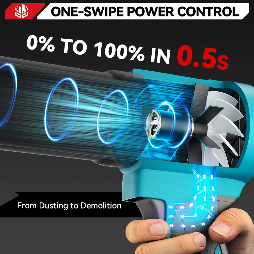 ONEVAN 4000W Brushless 300000RPM Electric Turbo Blower Jet Fan Lightweight Leaf Blower Lawn Yard Cleanup For Makita Battery Pin