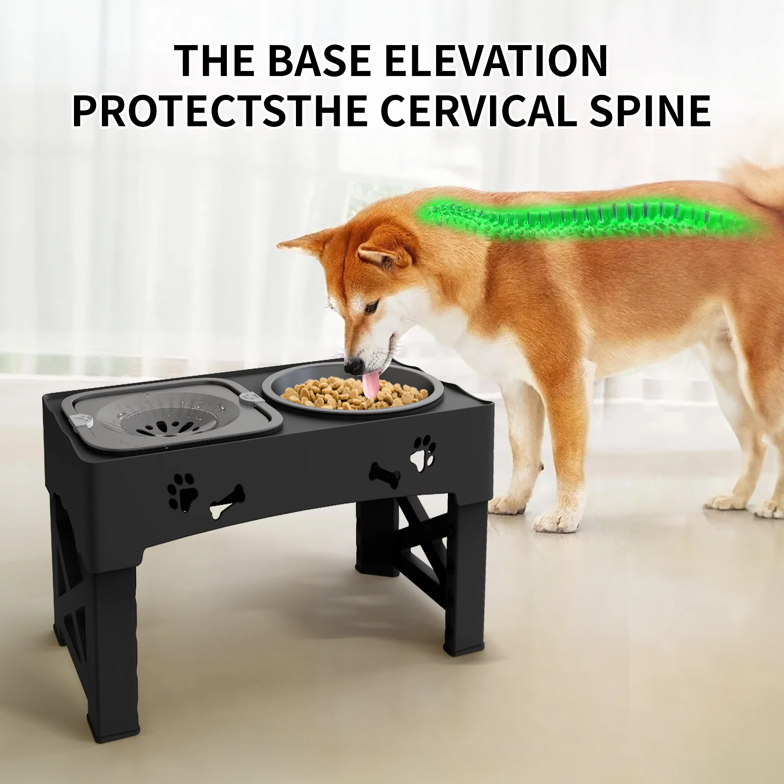 Raised Dog Bowl Stand for Cats and Dogs Pet Feeder Bowls Double Feeder High Stand for Small Medium and Large Dogs Cats