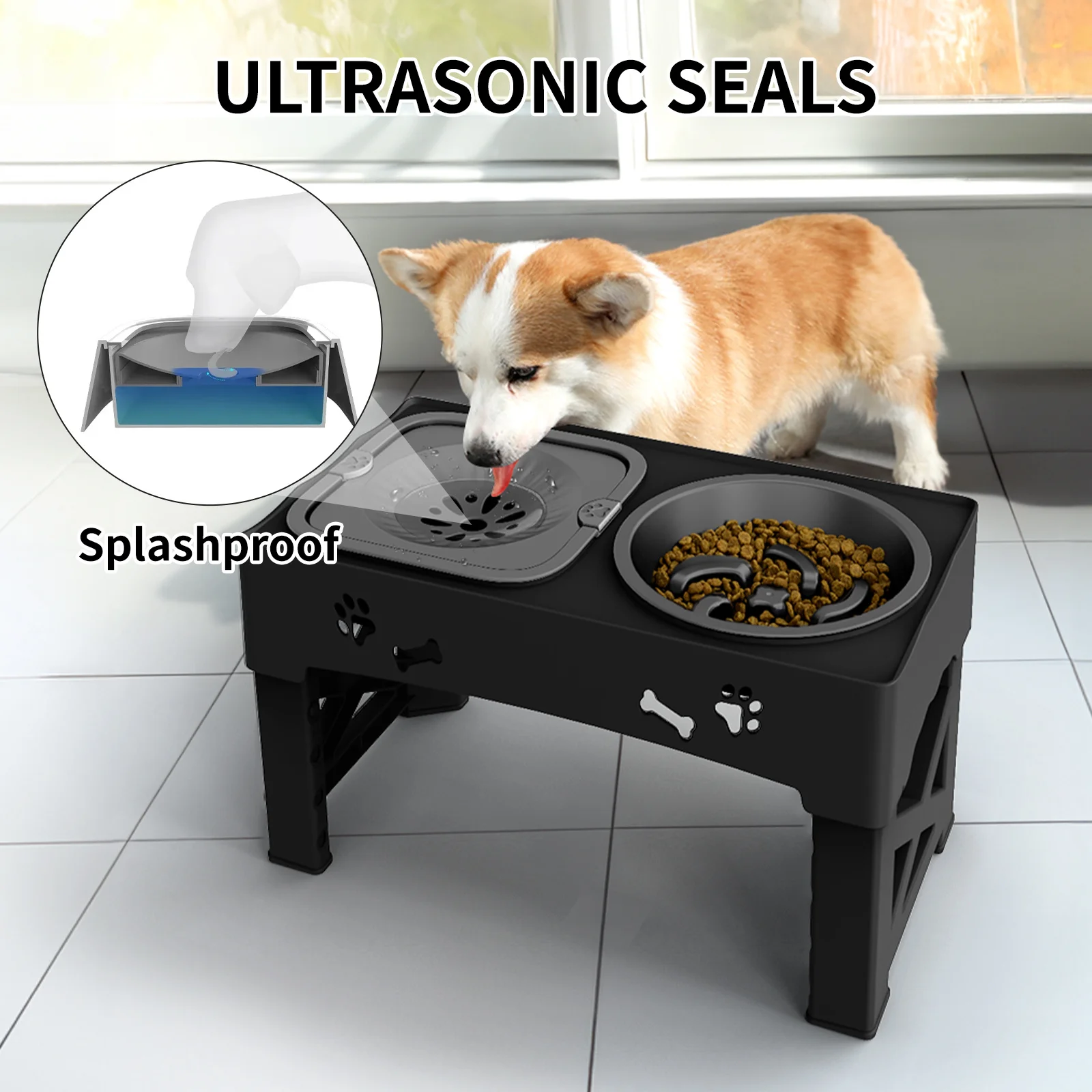 Raised Dog Bowl Stand for Cats and Dogs Pet Feeder Bowls Double Feeder High Stand for Small Medium and Large Dogs Cats