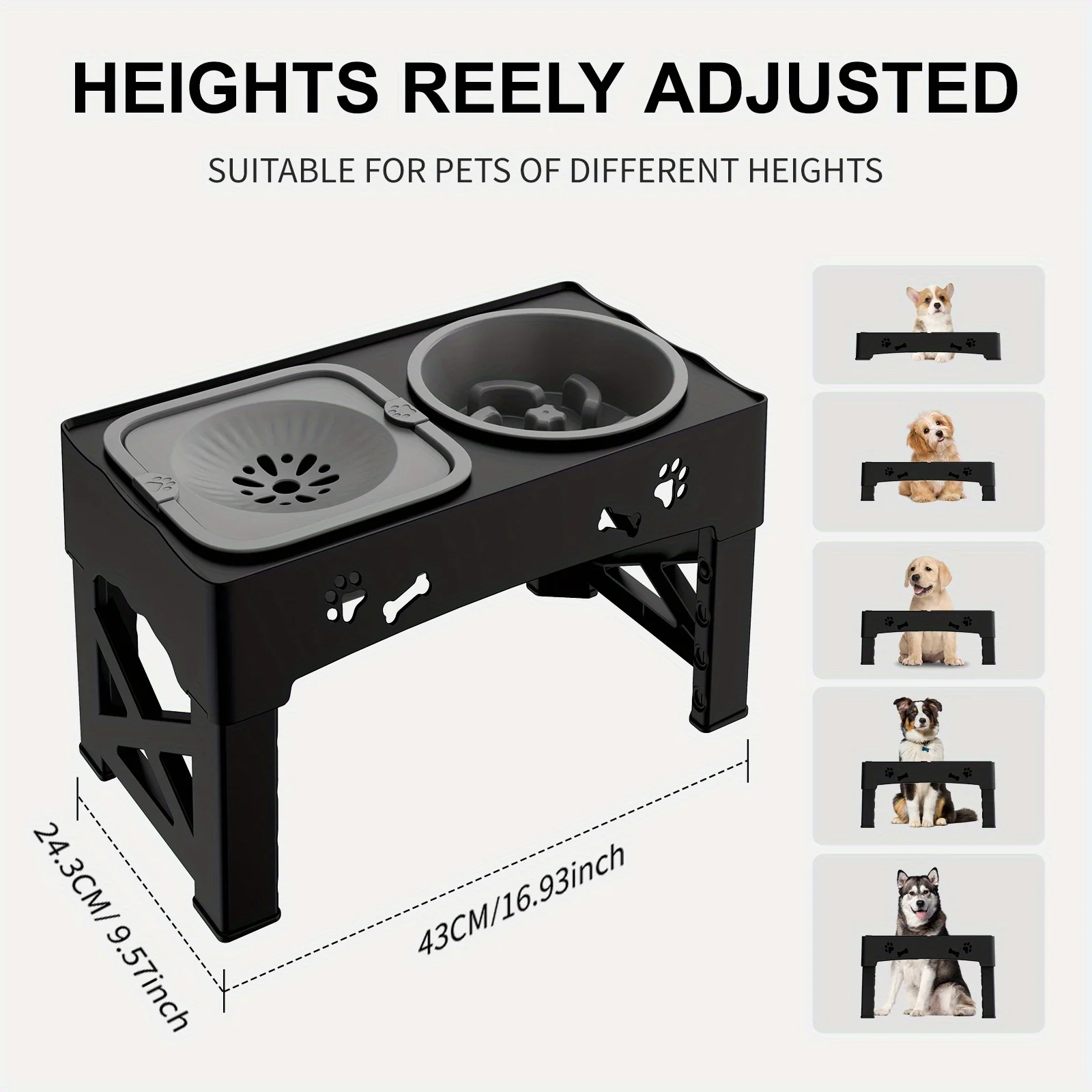 Raised Dog Bowl Stand for Cats and Dogs Pet Feeder Bowls Double Feeder High Stand for Small Medium and Large Dogs Cats