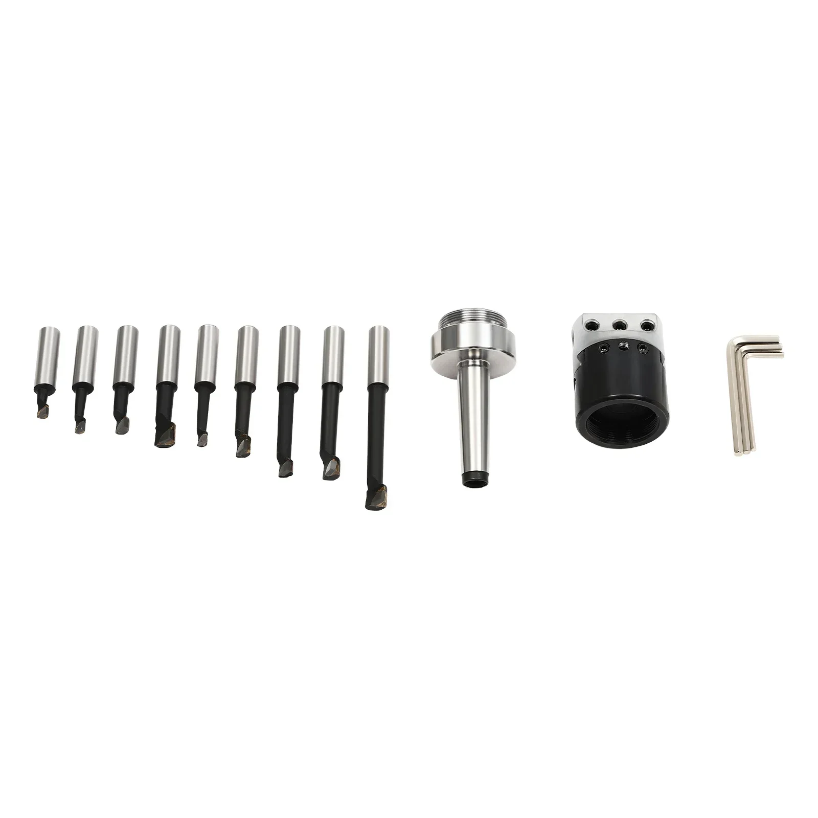 Drill Head Set MK2 M10 Diameter 50 mm Drill Head Set W|9 Pieces Boring Rods W|Storage Box F1-12 50 mm for Milling Machine Drills