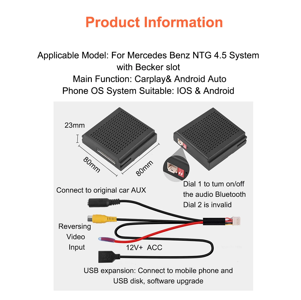 Bonroad Wireless CarPlay For Mercedes Benz A B C E Class W246 W176 GLK W204 X204 ML NTG4.5 Becker Module Android Car AirPlay