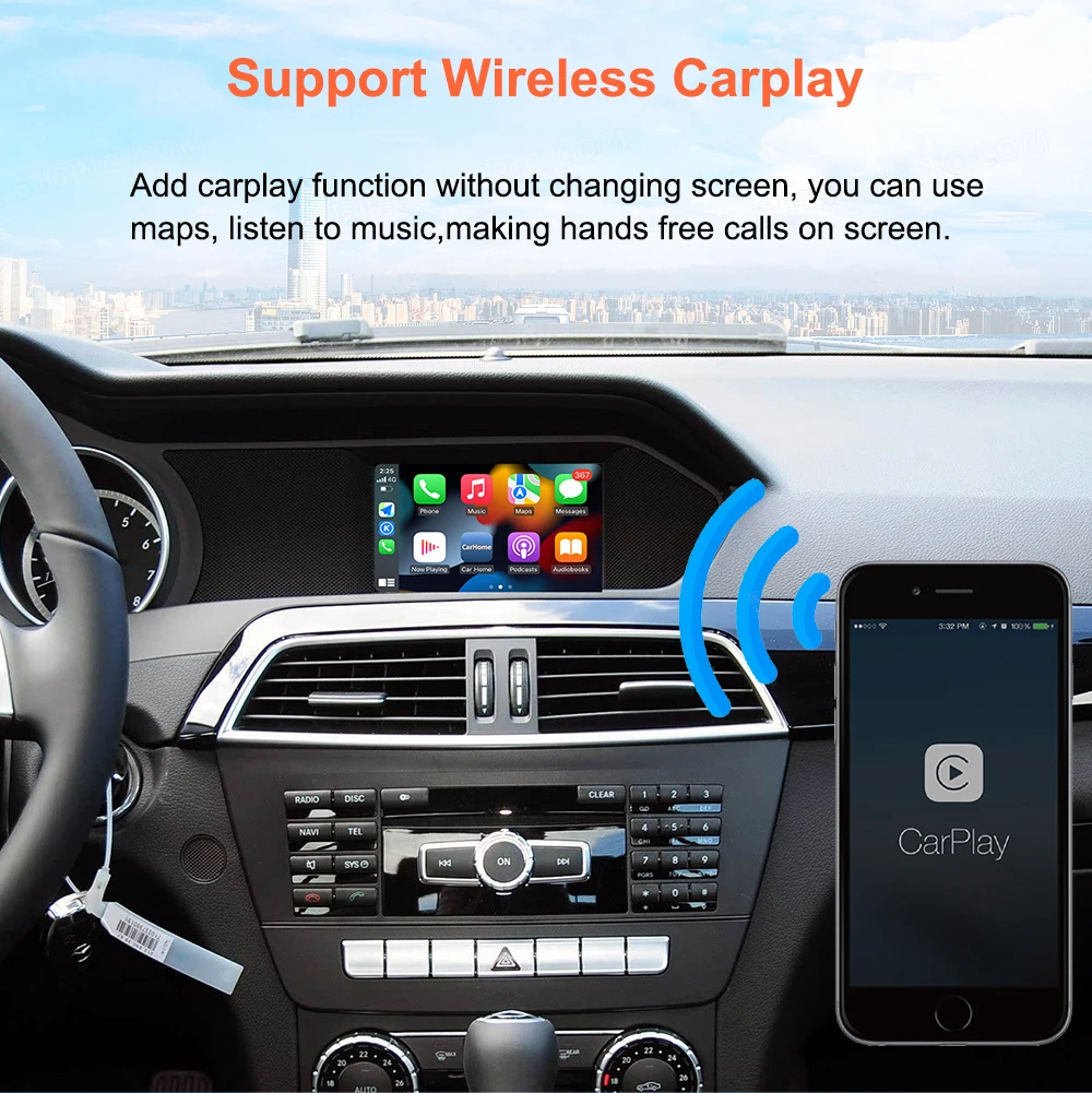 Bonroad Wireless CarPlay For Mercedes Benz A B C E Class W246 W176 GLK W204 X204 ML NTG4.5 Becker Module Android Car AirPlay