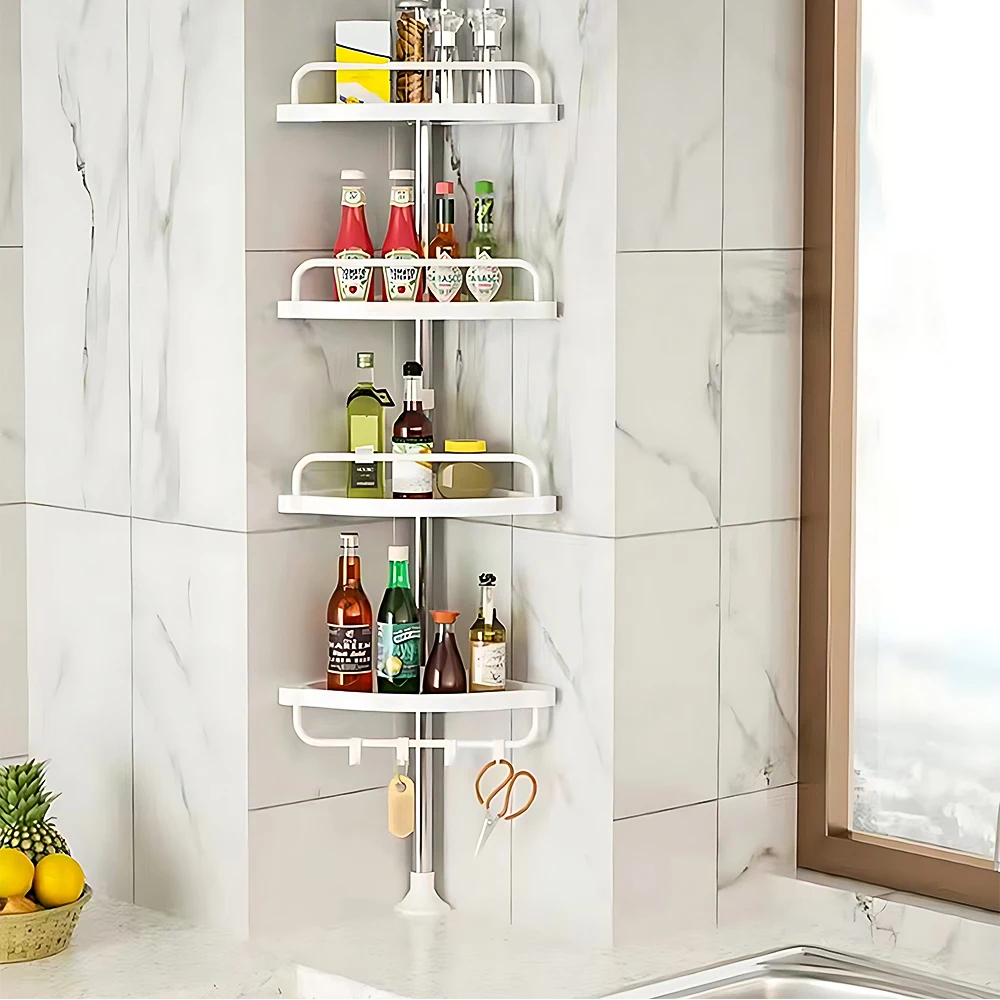 Telescopic Bathtub Shelves Corner Shower Shelf Without Drilling Bathtub Organizer, Kitchen, Sink, Adjustable from 105 to 310 cm