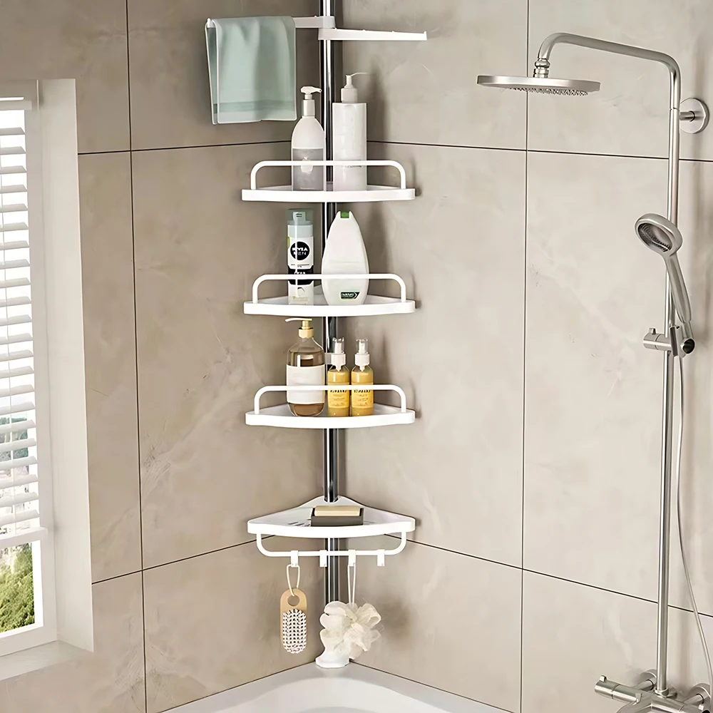Telescopic Bathtub Shelves Corner Shower Shelf Without Drilling Bathtub Organizer, Kitchen, Sink, Adjustable from 105 to 310 cm