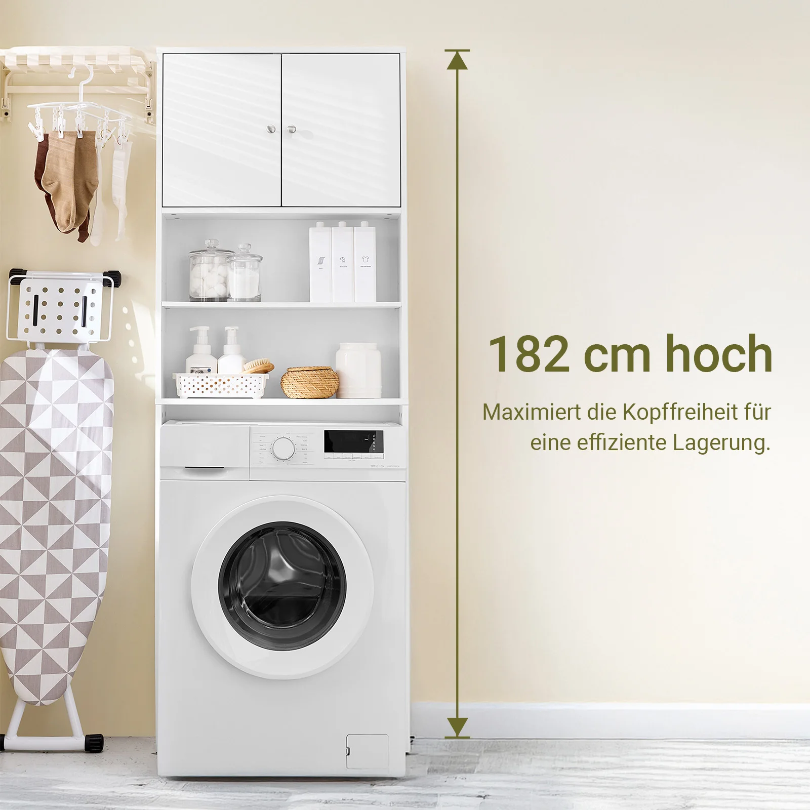 SoBuy BZR165-W Washing Machine wardrobe with wardrobe & Shelves bathroom storage s wardrobe Freestanding Toilet Space Savers