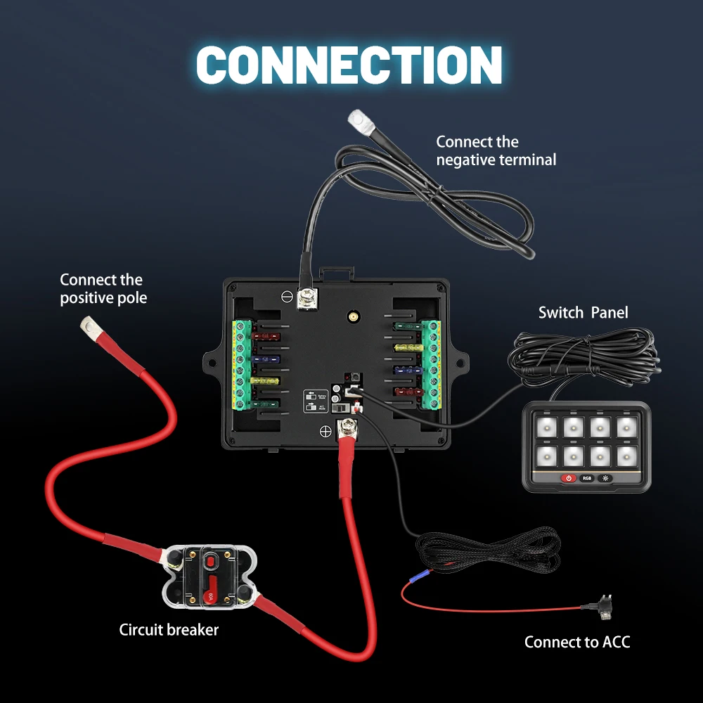 CO LIGHT 6 Gang Switch Panel Wireless 12V 24V 600W-1200W Circuit Control Relay System Box With Remote Control Slim Touch Control