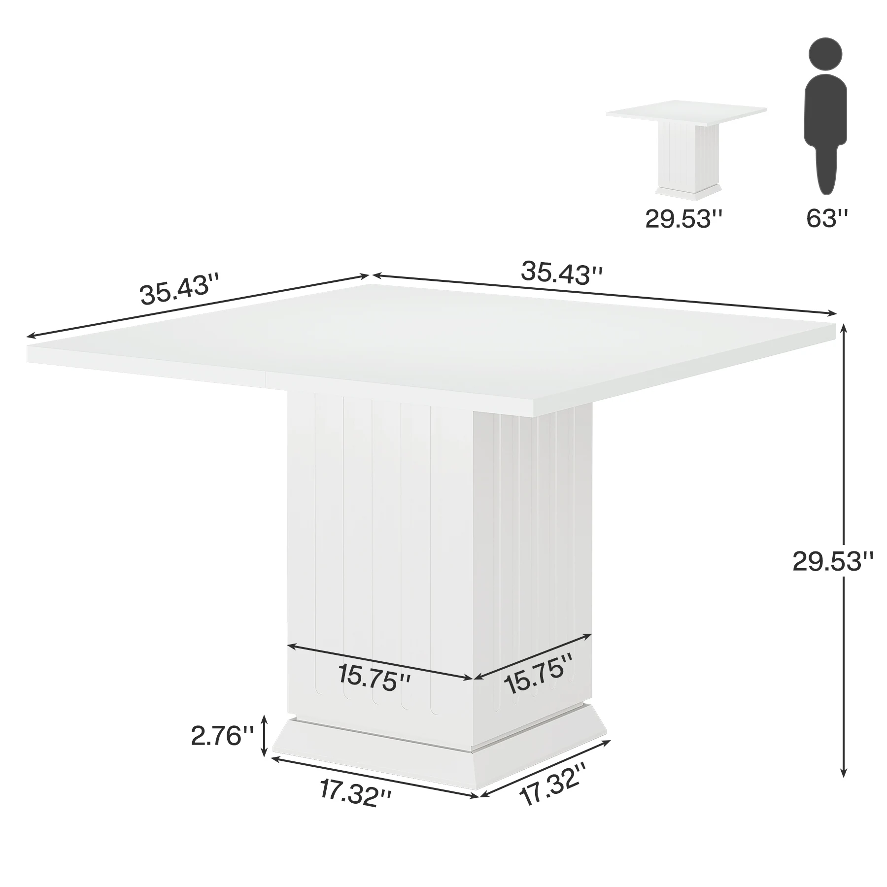 Tribesigns Square Dining Table with 2 Placemats, Modern Engineered Wood Small Dinner Kitchen Table for 4 People