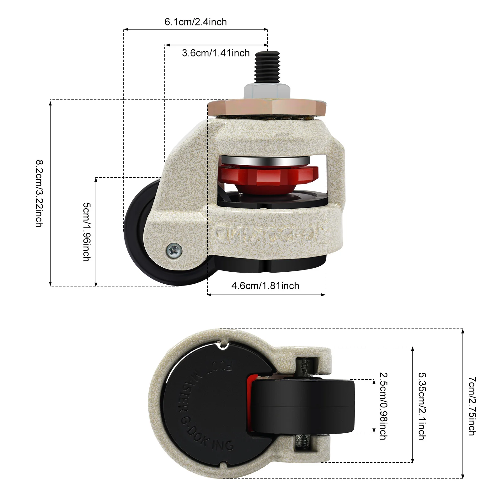 4Pcs Leveling Casters W/ 360 Degree Swivel Heavy Duty for Industry Equipment Workbench Shelves GD-60S