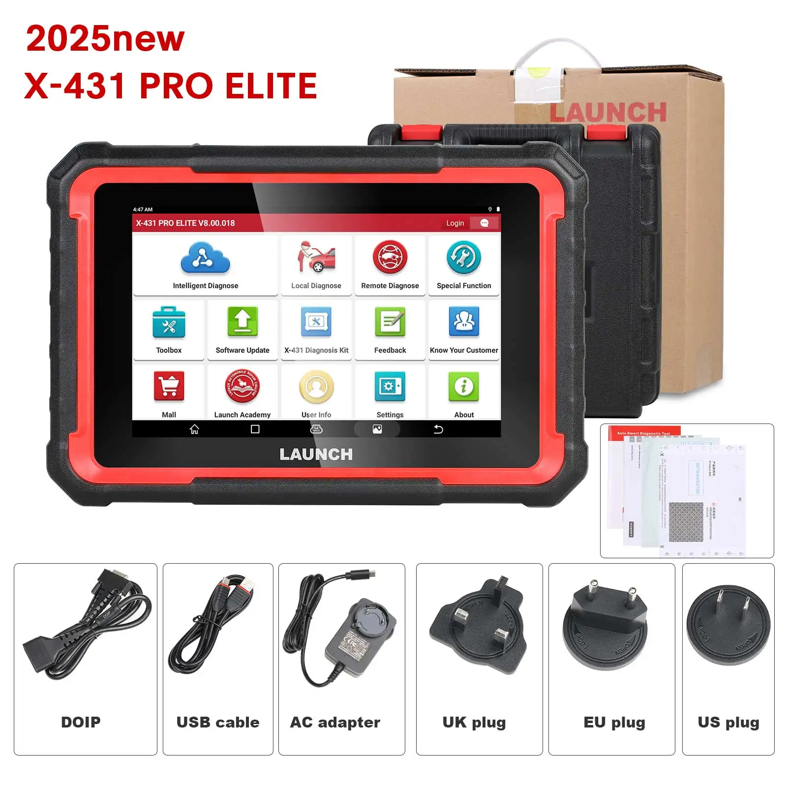 Launch X431 PRO ELITE Auto Full System Car Diagnostic Tools CAN FD Active Tester OBD2 Scanner UK-EU Version
