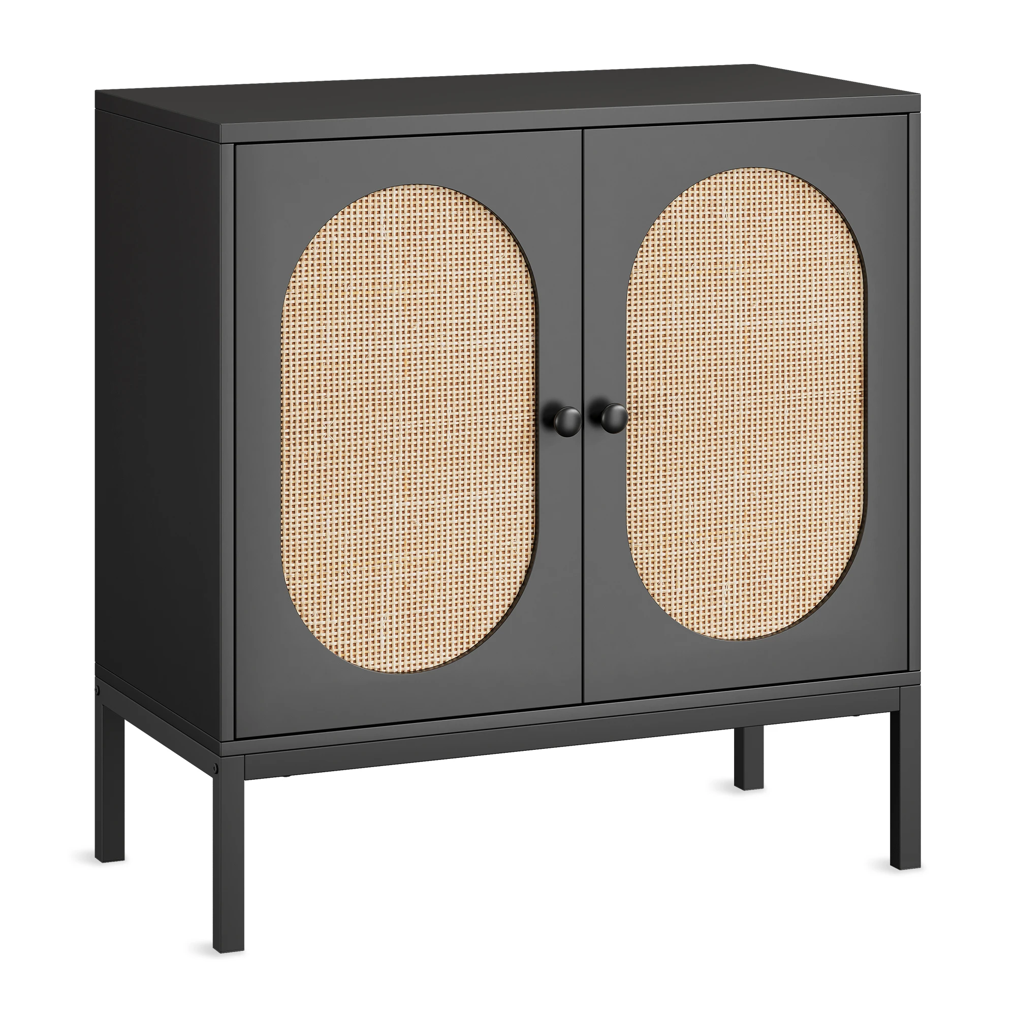 Buffet Cabinet, Rattan Storage Cabinet with Doors and Shelves, Accent Cabinet Sideboard, Wood Console Cabinet with Storage for R