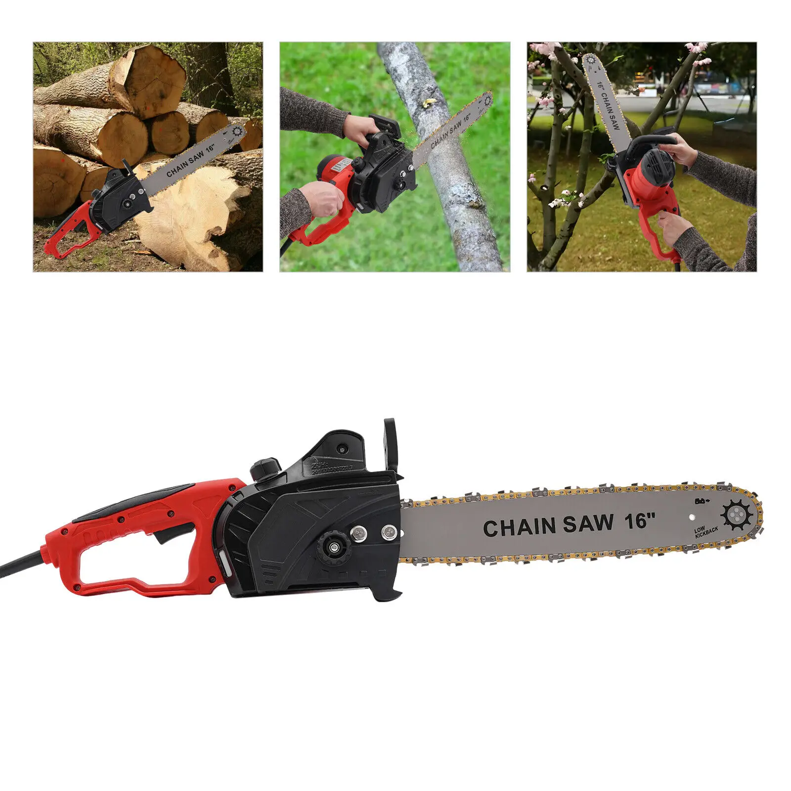 Electric Chainsaw 2000W 220V Powerful Chainsaw Electric 40.5cm Sword Length Motor Wired Chainsaw Electric Quiet and Light 800r/m