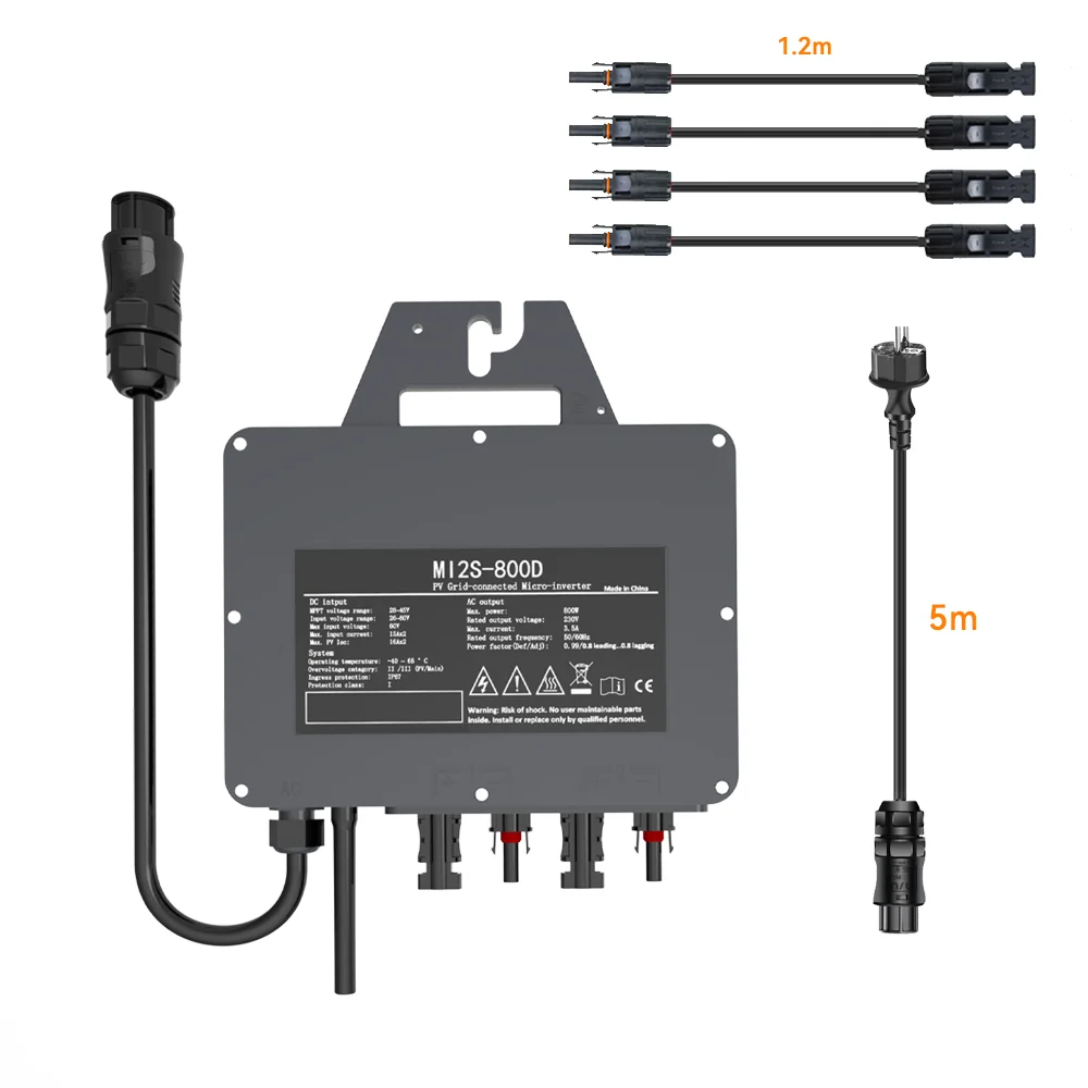 800W IP67 Solar Grid Tie Inverter 26-60V DC 230V AC Built-in WiFi for Domestic PV Grid on Micro Converter Warranty for 12 Years
