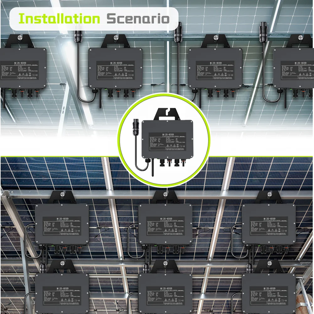 800W IP67 Solar Grid Tie Inverter 26-60V DC 230V AC Built-in WiFi for Domestic PV Grid on Micro Converter Warranty for 12 Years