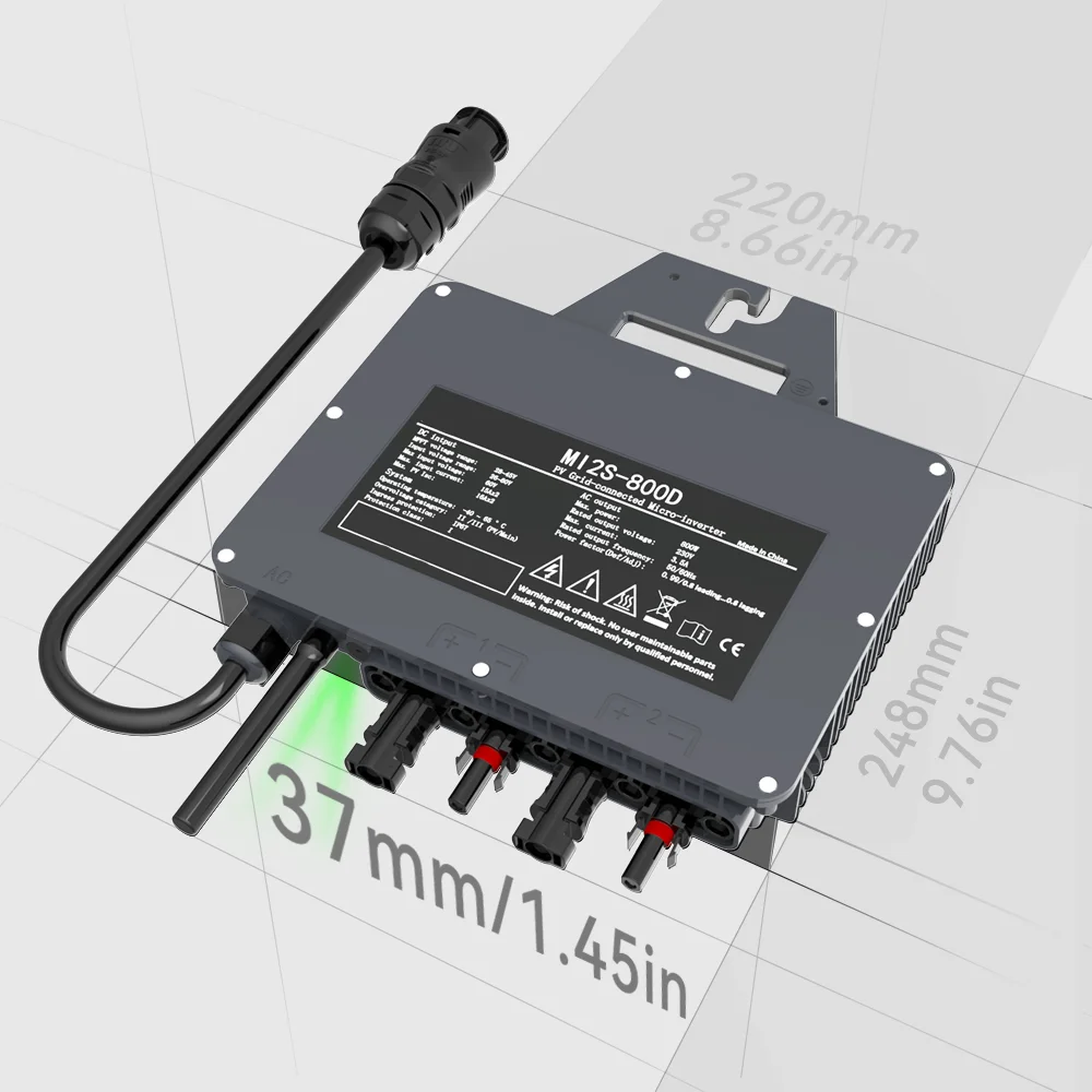 800W IP67 Solar Grid Tie Inverter 26-60V DC 230V AC Built-in WiFi for Domestic PV Grid on Micro Converter Warranty for 12 Years