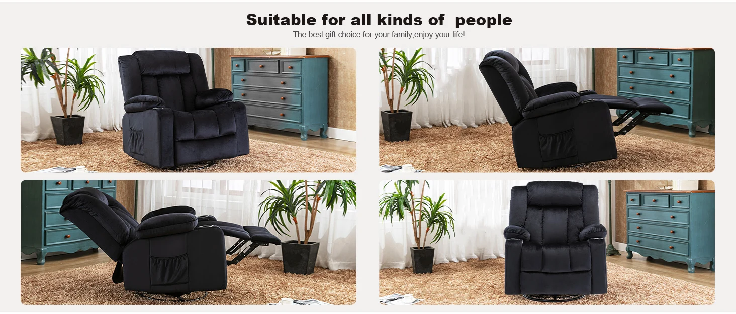 COMHOMA Relax armchair TV armchair lounge armchair with adjustable 90 °-160 ° retractable footrest with 2 cup holders