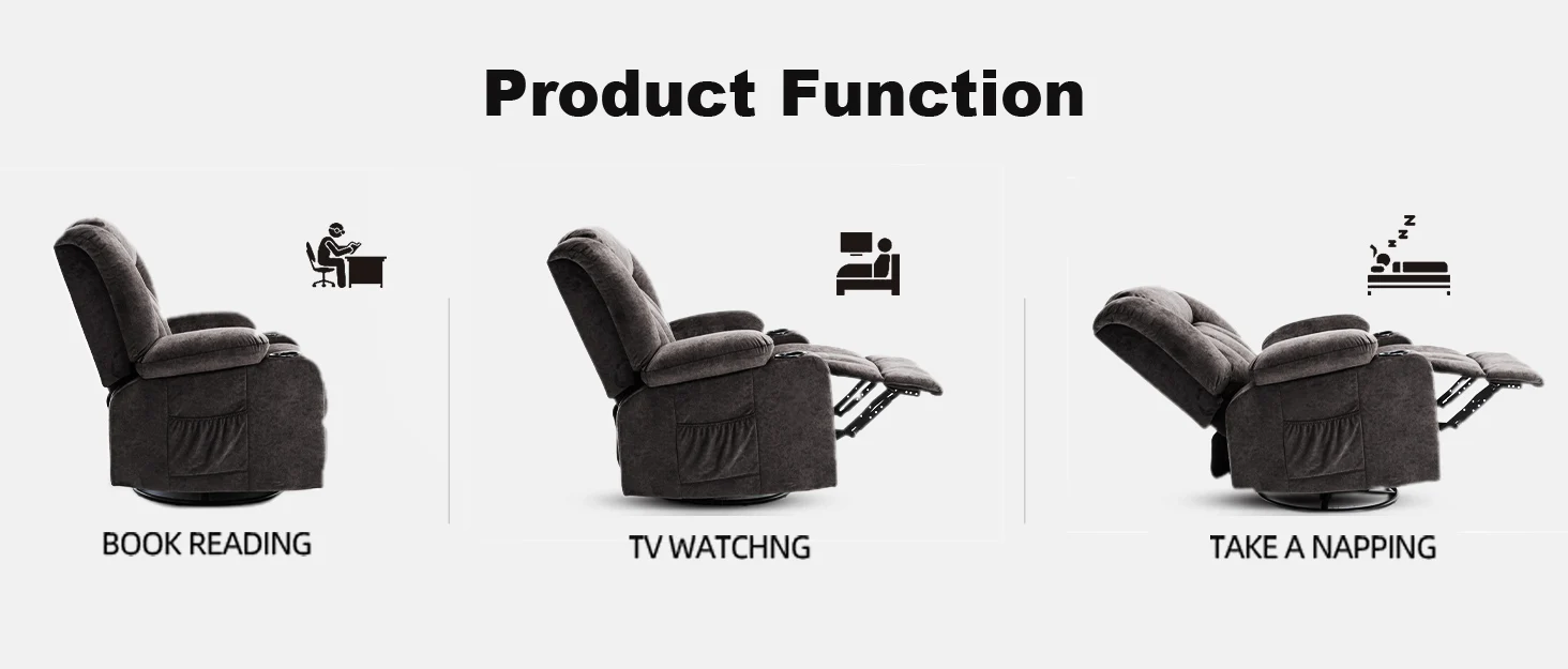 COMHOMA Relax armchair TV armchair lounge armchair with adjustable 90 °-160 ° retractable footrest with 2 cup holders