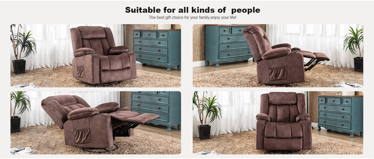 COMHOMA Relax armchair TV armchair lounge armchair with adjustable 90 °-160 ° retractable footrest with 2 cup holders
