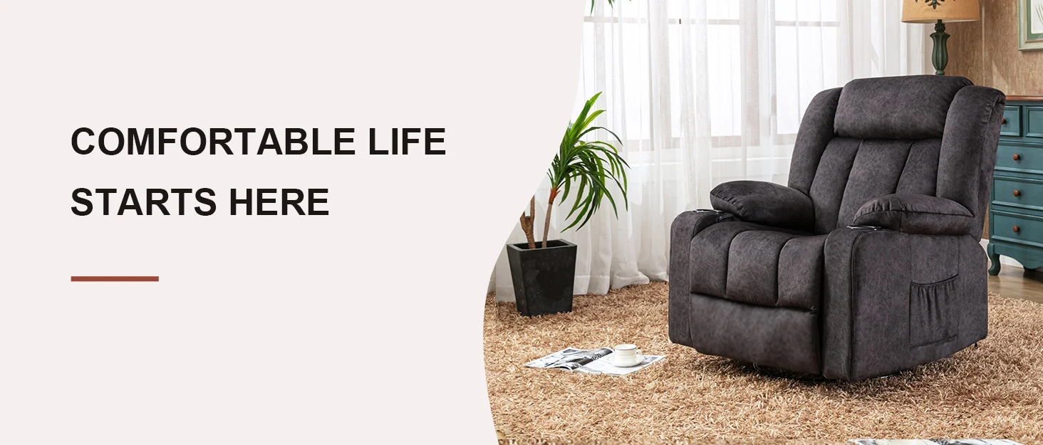 COMHOMA Relax armchair TV armchair lounge armchair with adjustable 90 °-160 ° retractable footrest with 2 cup holders
