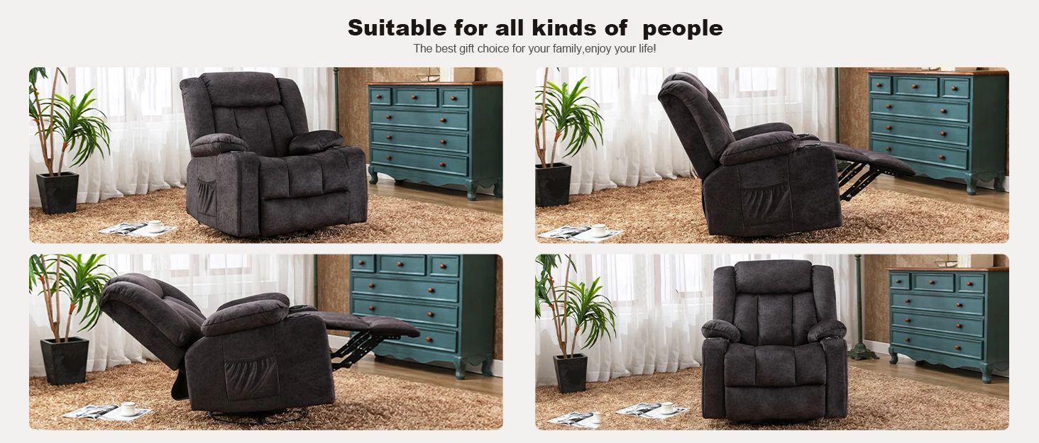 COMHOMA Relax armchair TV armchair lounge armchair with adjustable 90 °-160 ° retractable footrest with 2 cup holders