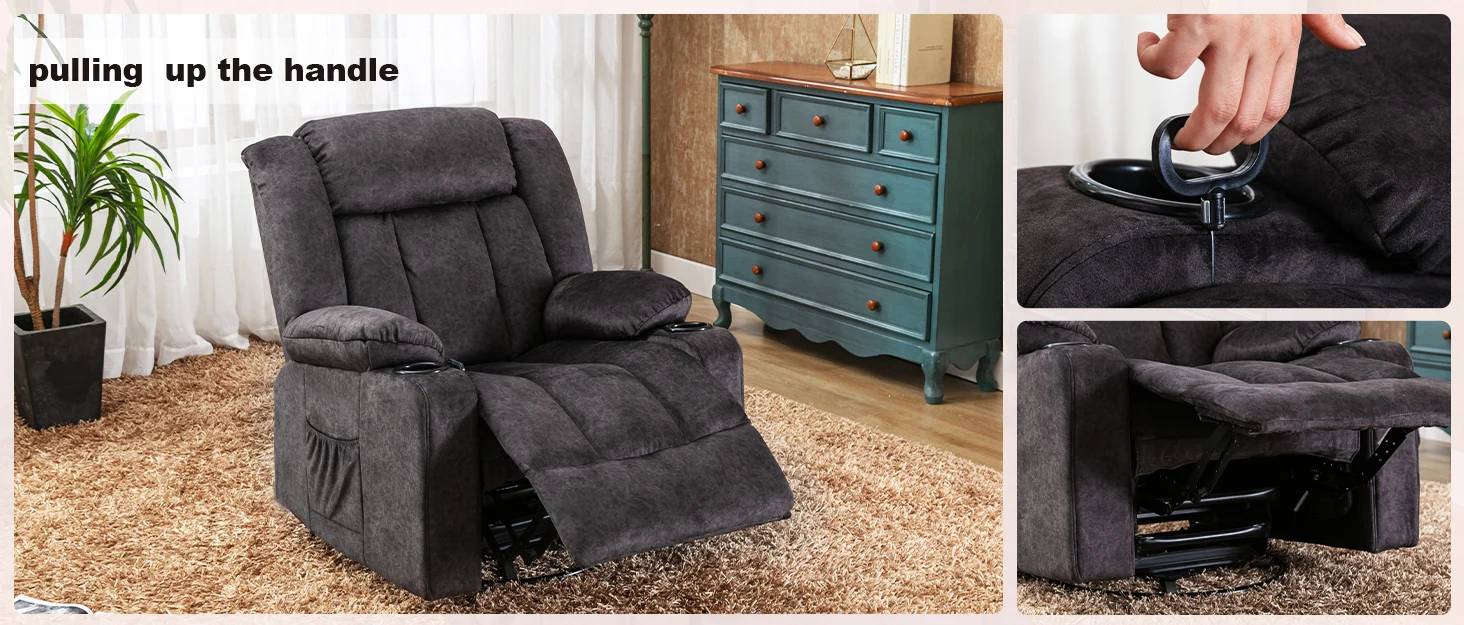 COMHOMA Relax armchair TV armchair lounge armchair with adjustable 90 °-160 ° retractable footrest with 2 cup holders