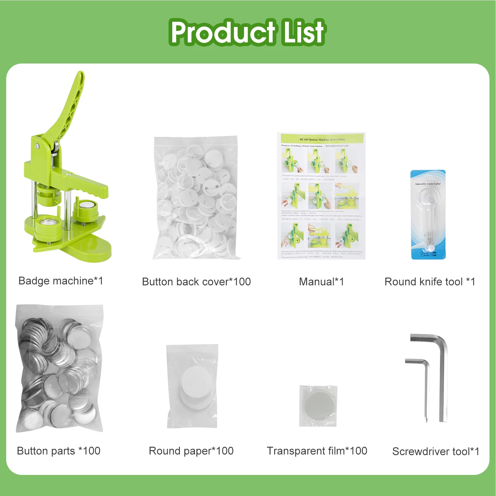 Button Maker Machine, 32mm Installation-Free DIY Pin Button Maker Press Machine Kit