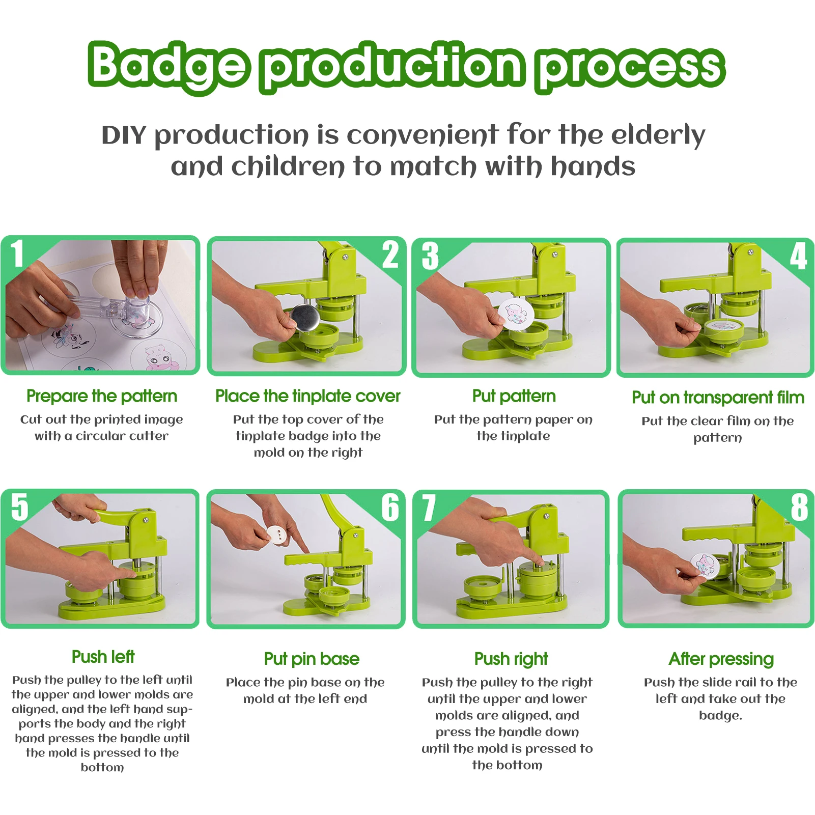 Button Maker Machine, 32mm Installation-Free DIY Pin Button Maker Press Machine Kit