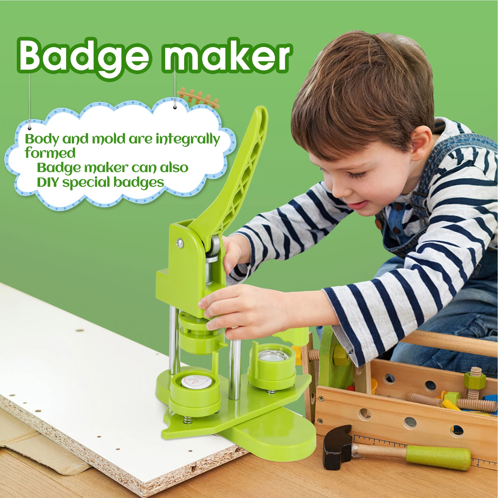 Button Maker Machine, 32mm Installation-Free DIY Pin Button Maker Press Machine Kit