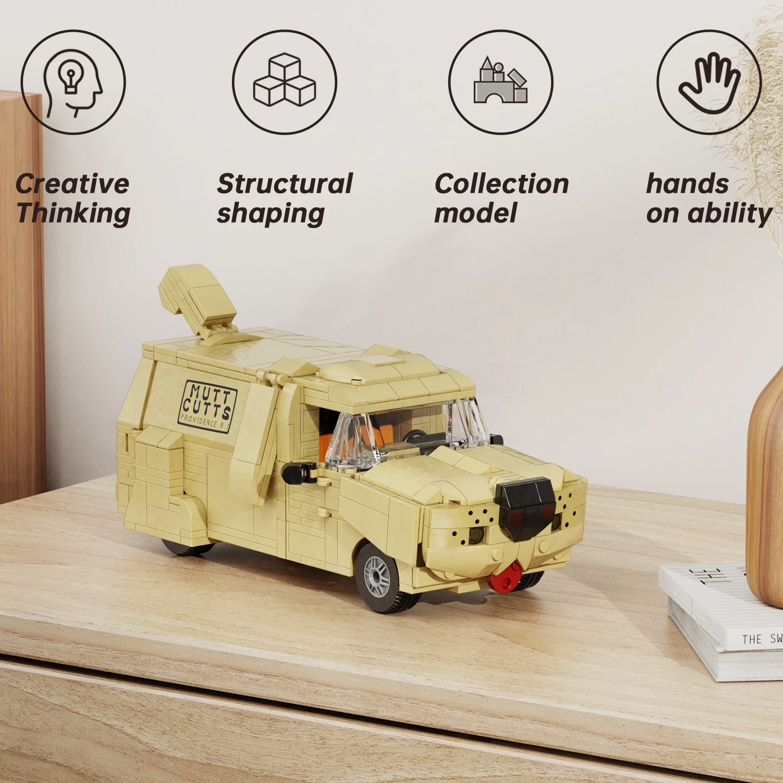 Dumb's Dog Camper Van Building Blocks Kit Doggy Cart Caravan Motorhome Model Bricks Home Decoration Collectible Gift for Fans Adults