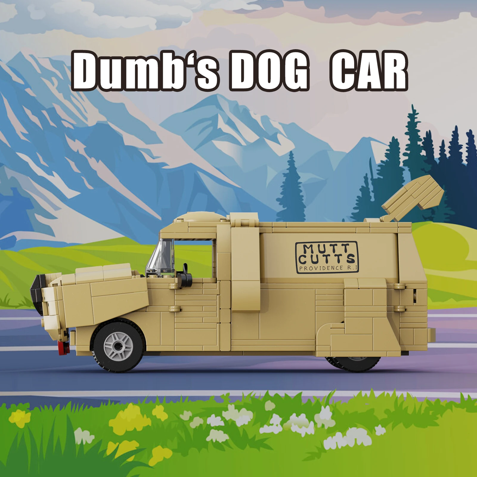 Dumb's Dog Camper Van Building Blocks Kit Doggy Cart Caravan Motorhome Model Bricks Home Decoration Collectible Gift for Fans Adults
