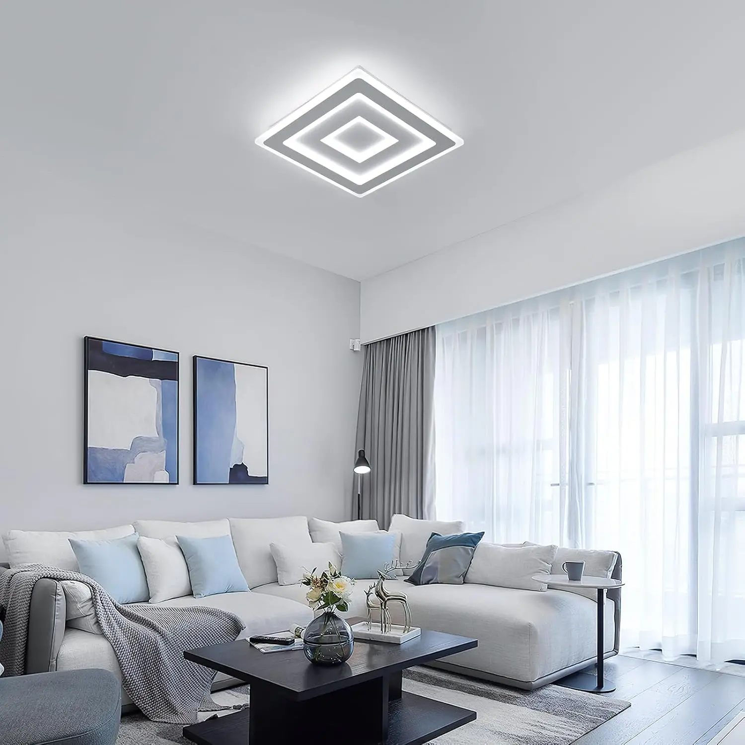 White LED Modern Square Ceiling Lamp,42W Acrylic LED Ceiling Light for Bedroom,Living Room,Hallway,Bathroom ,Kitchen