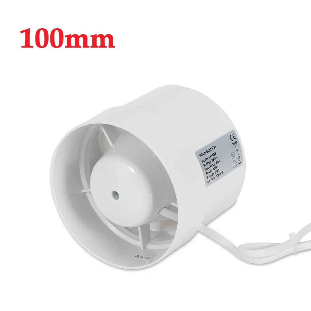 100mm ABS Plastic Pipe Fan Pipe Insertion Exhaust Fan Quiet 2400 Rpm For Air Extraction In Offices Toilets Kitchen Bathroom