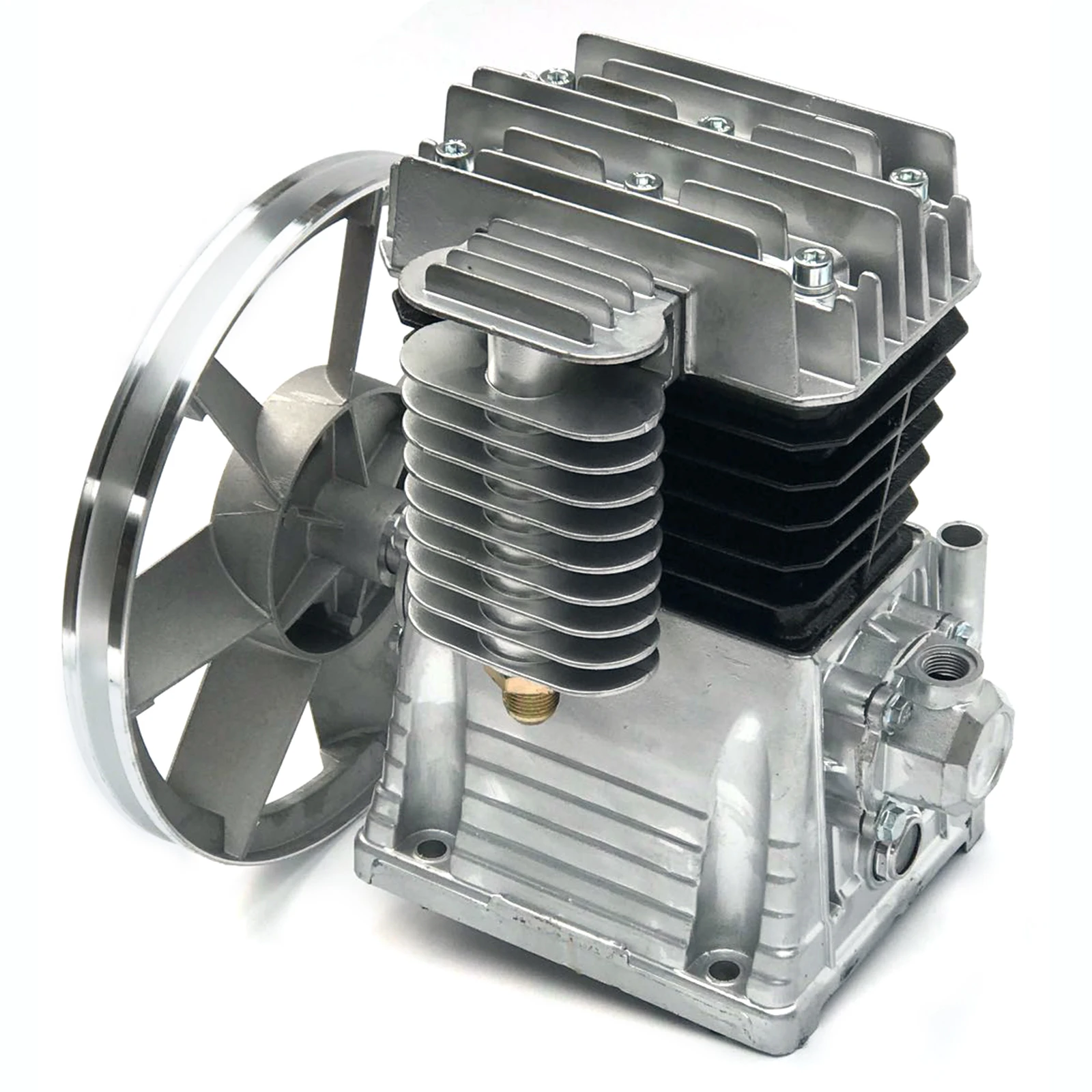 3HP 2.2kW Piston Style Air Compressor Pump Twin Cylinder Head Motor Oil Lubricated +Silencer