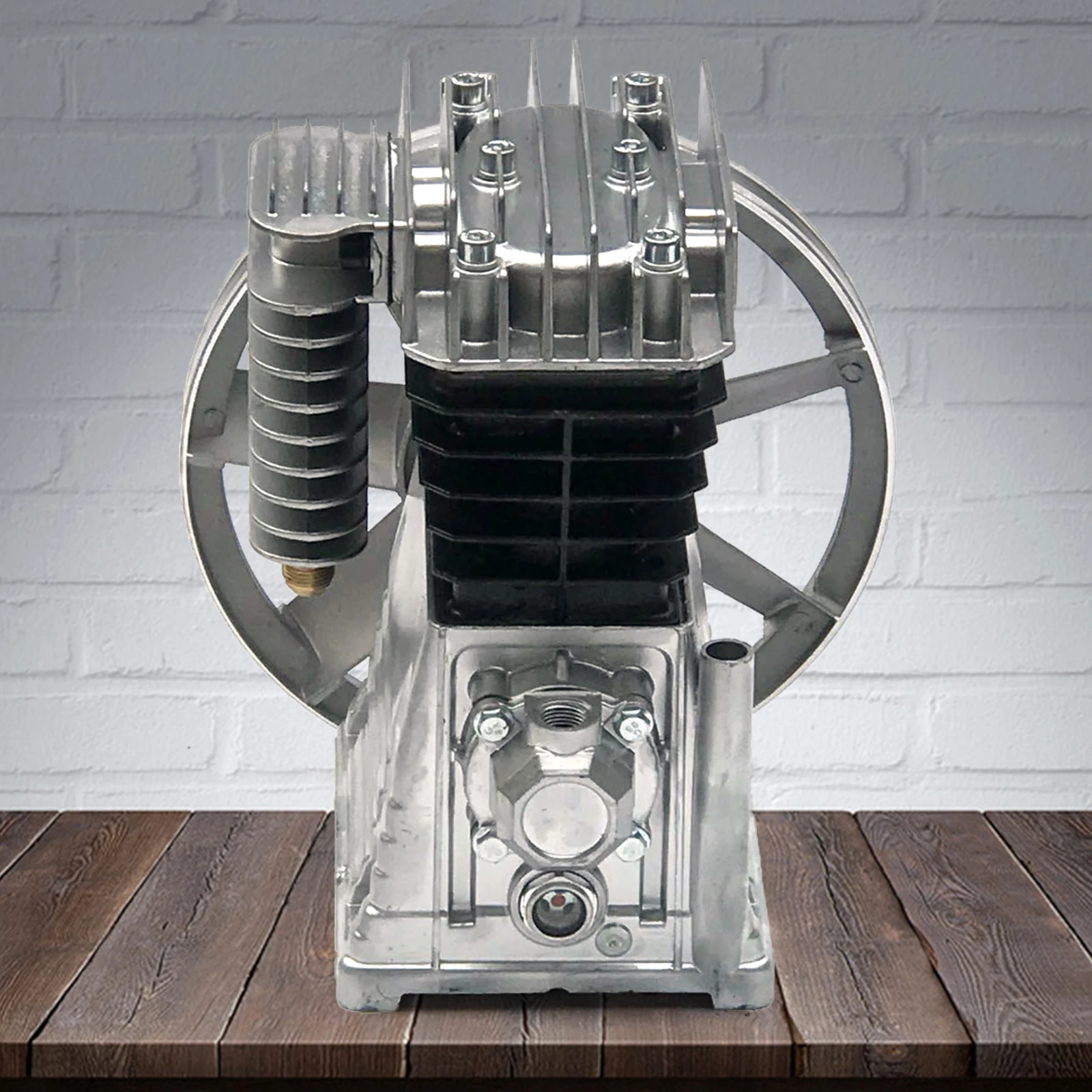 3HP 2.2kW Piston Style Air Compressor Pump Twin Cylinder Head Motor Oil Lubricated +Silencer