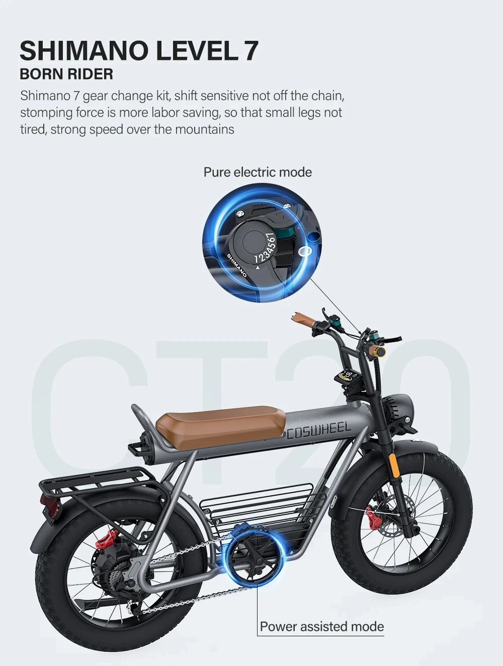 Coswheel Electric Bike CT20 1500W 48V 25AH Motorcycle 20Inch Fatbike Ebike Mountain bike Bikes Adult Electric Bicycle Free VAT