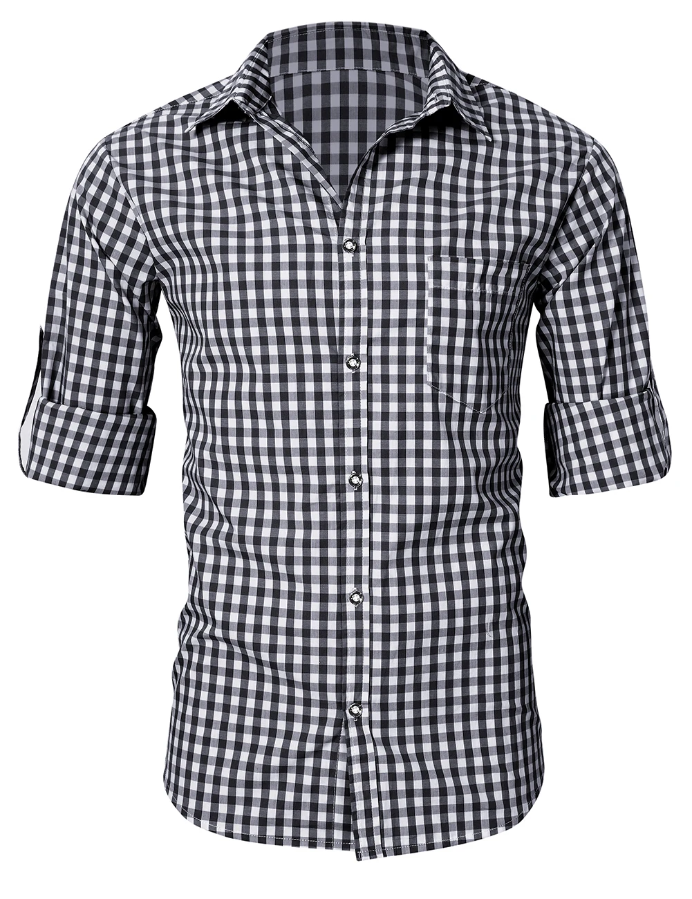 Traditional Plaid Shirt, Slim Fit Mens Checked Shirt, Casual Shirt, Long Sleeve Shirt, Embroidered Cotton