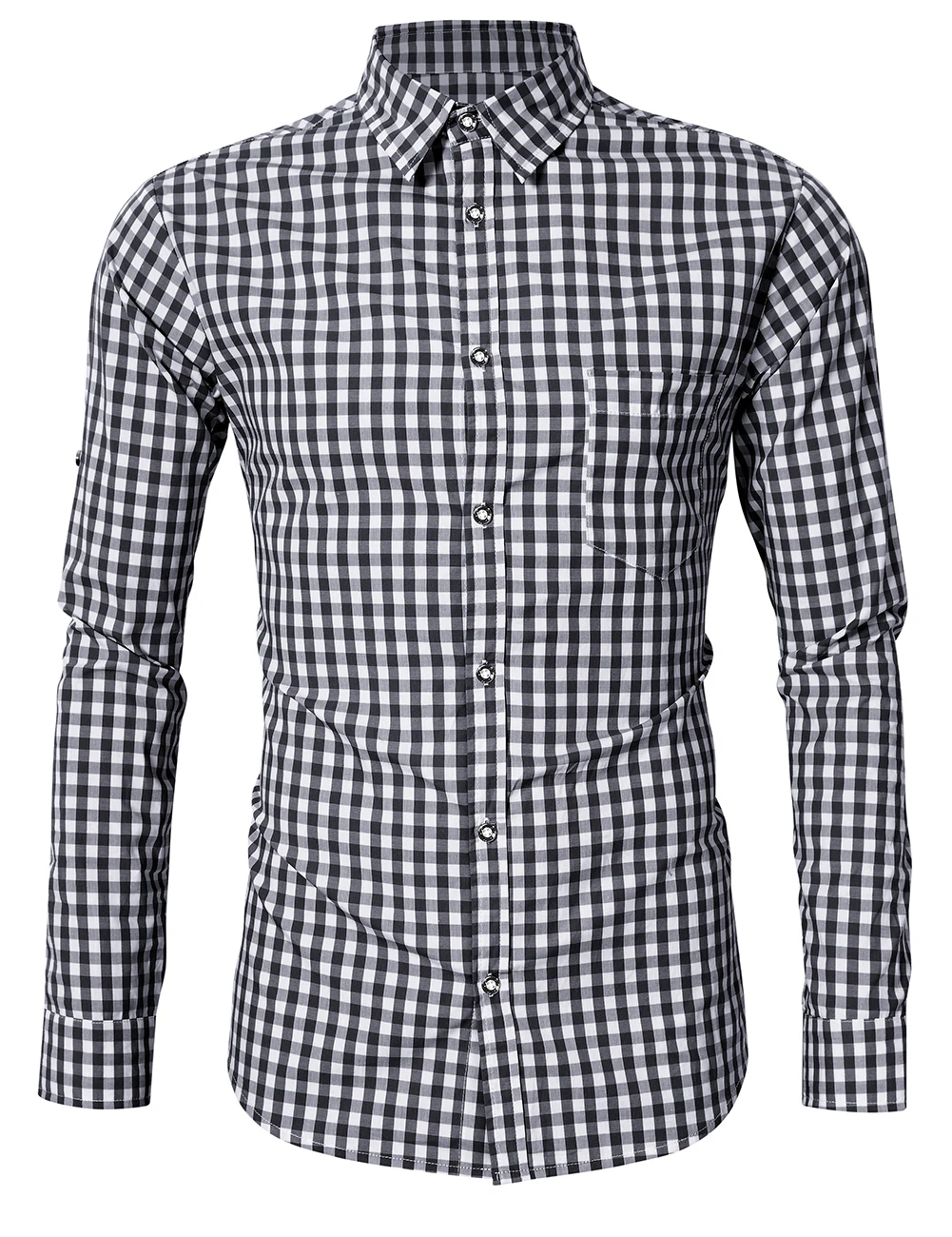 Traditional Plaid Shirt, Slim Fit Mens Checked Shirt, Casual Shirt, Long Sleeve Shirt, Embroidered Cotton