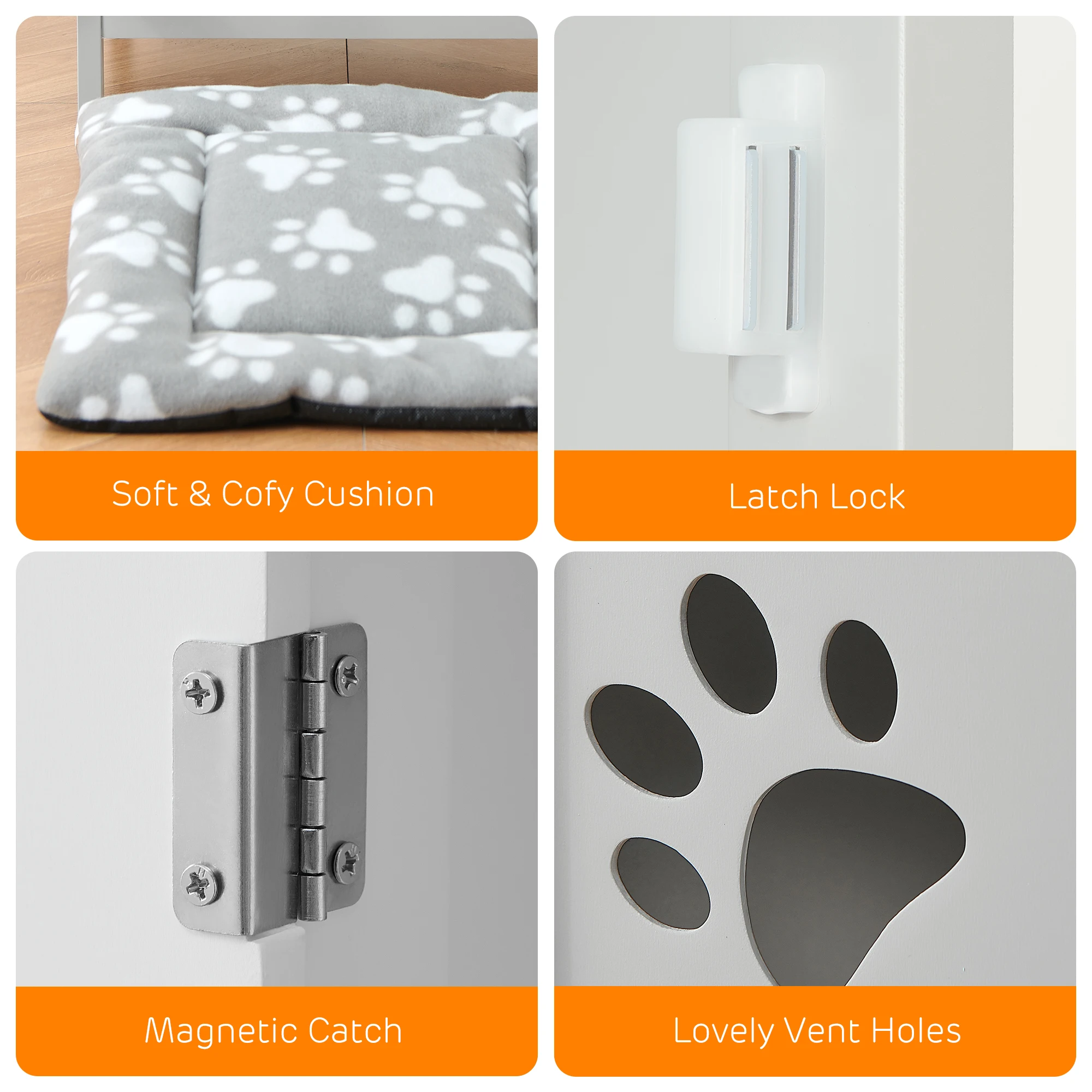 Bedside Table Cat House Cat Litter Box Enclosure with Soft Mat, Side Table Pet House with Door Pet Crate Cat House