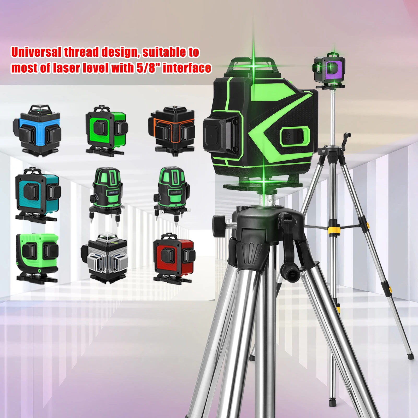 1.2M Extension Bar 1.2M Three Height Adjustment Stainless Steel Extension Bar Tripod Stand For Laser Level with Bubble-level