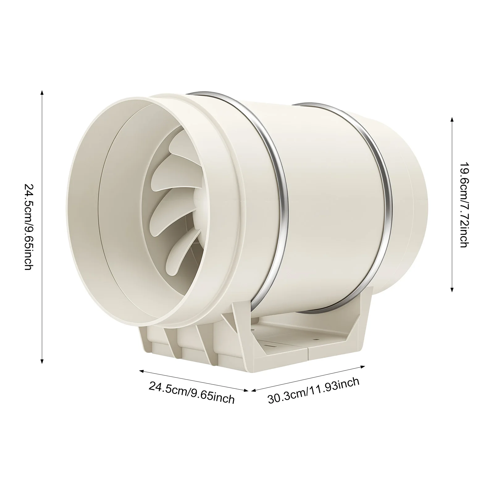 HF-200 Tubular Fan 220V 130W Plastic White All Copper Motor Low Noise Moisture-proof Radiator Fan Ventilator