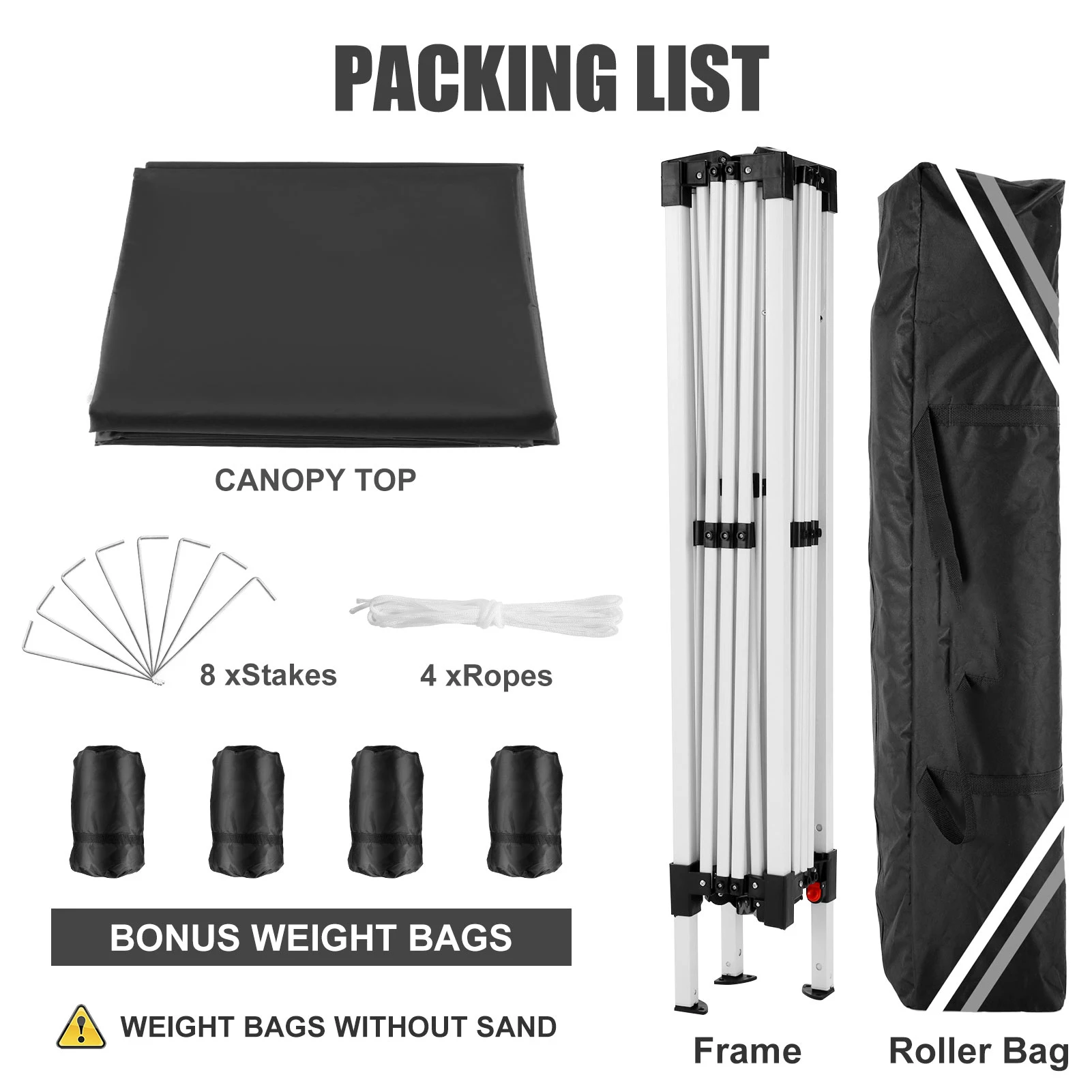 3×3m Outdoor Pop Up Canopy Tent, Camping Party Tent, Commercial Portable Waterproof Backyard Gazebo with 4 Sandbags
