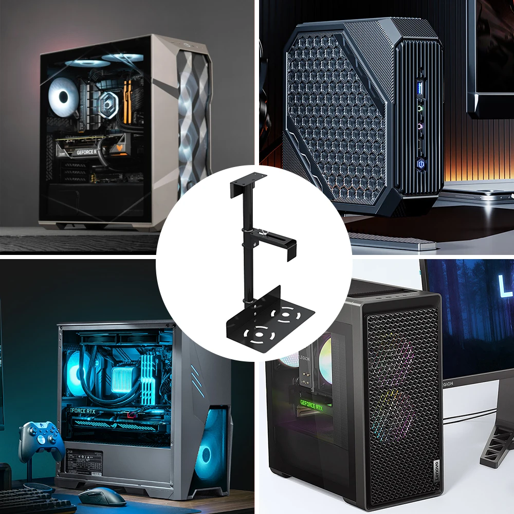 Universal Under Desk Wall Side CPU Stand PC Case Holder Adjustable Computer Mainframe Metal Hanger Host Lift Stand Bracket Rack